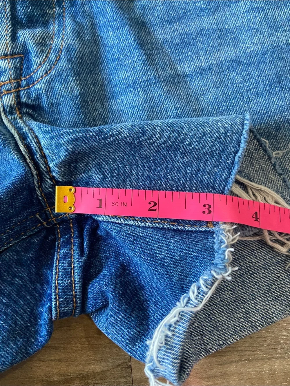 Topshop Moto Ashley Distressed Blue Denim Cutoff Shorts